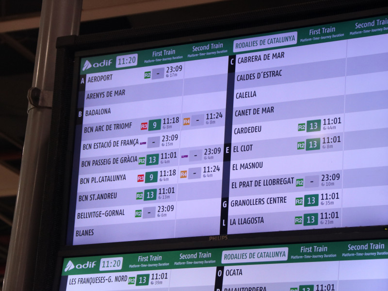 Pantalla de la estación de Sants