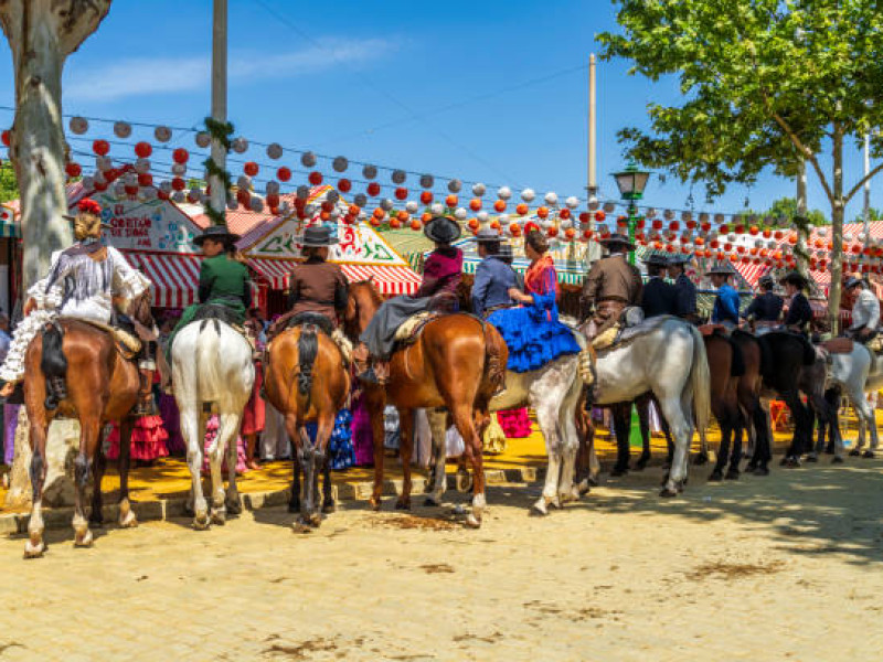 Una imagen típica de la Feria de Abril de Sevilla