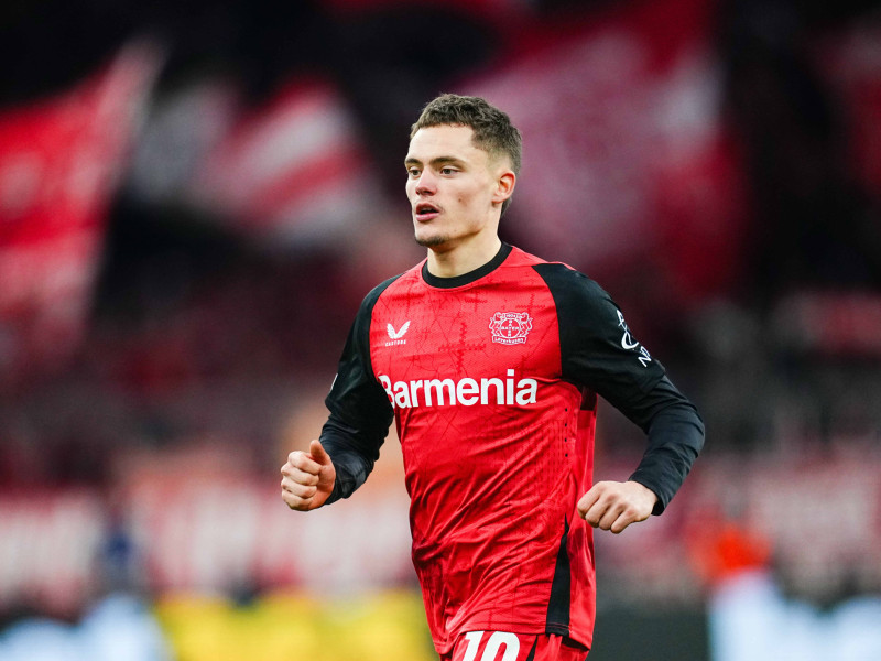 Florian Wirtz, durante un partido con el Bayer Leverkusen esta temporada.