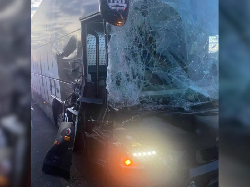 Así quedó el autobús del Cartagena tras el accidente