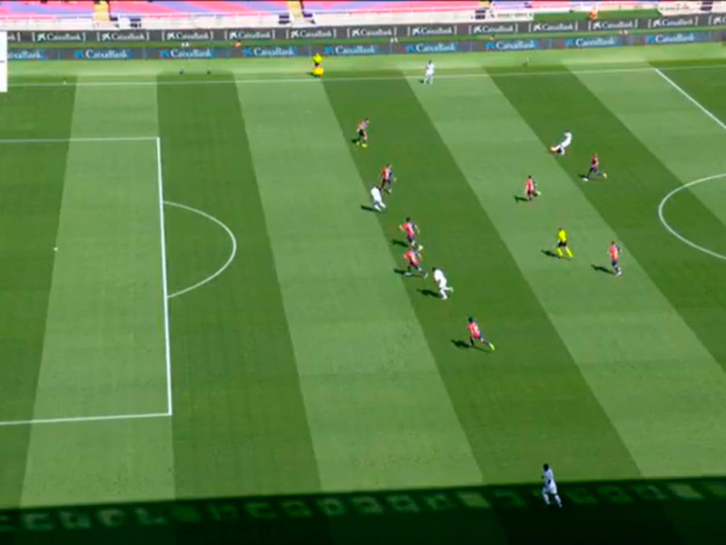 Imagen del posible fuera de juego de Mbappé en la jugada del 0-1 a favor del Real Madrid ante el Barça