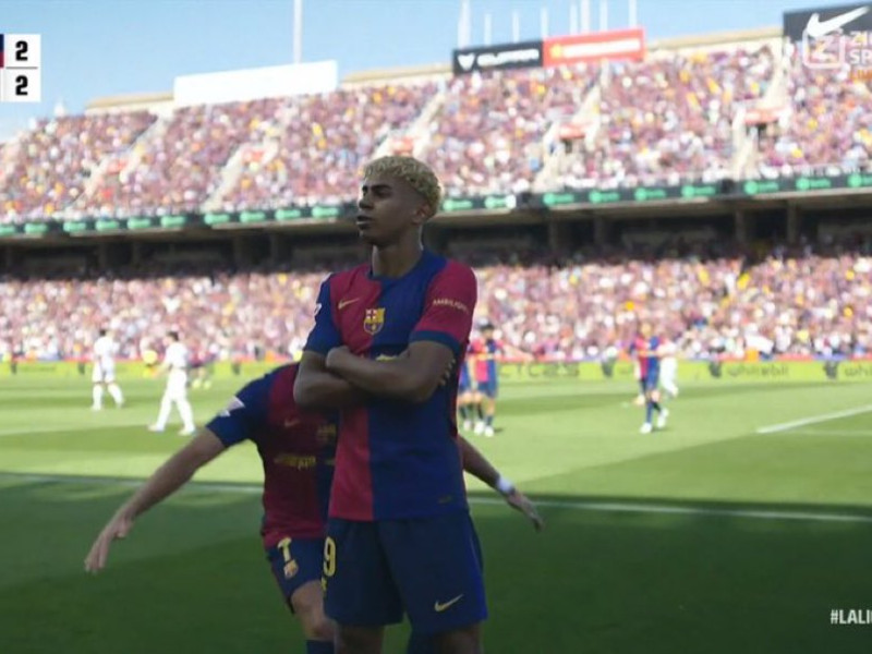 Lamine Yamal celebra su gol ante el Real Madrid en el Clásico