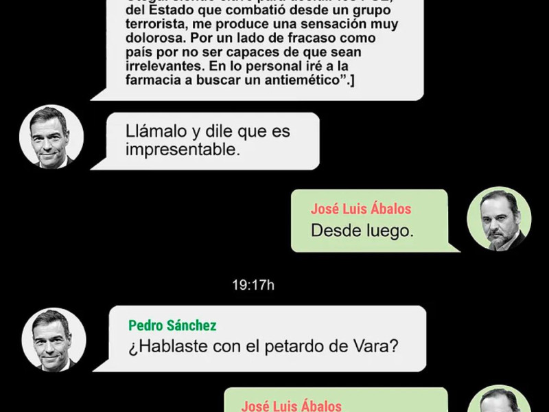 Wasaps de Pedro Sánchez a Ábalos, en noviembre de 2020