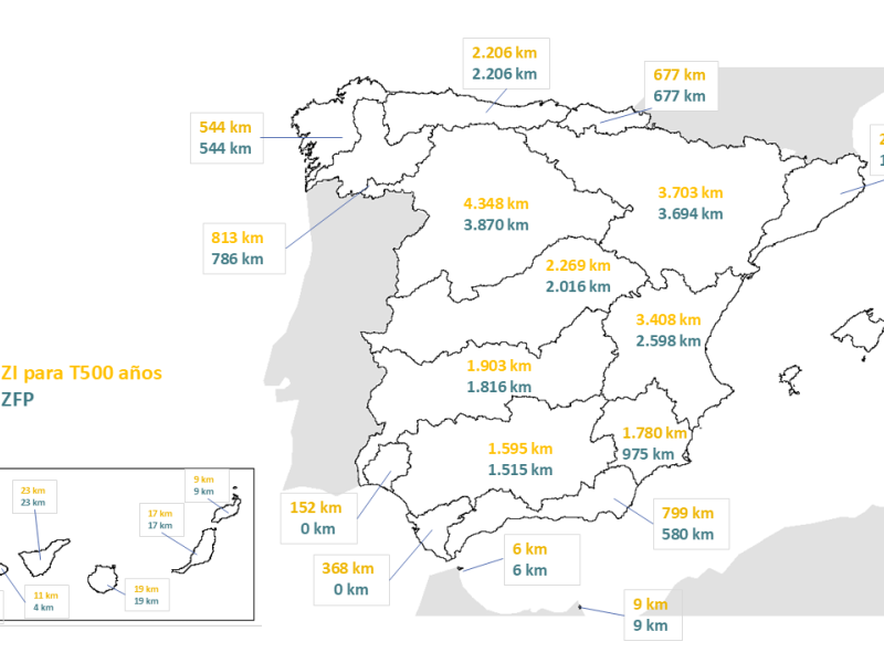 Mapa de zonas inundables en Expaña