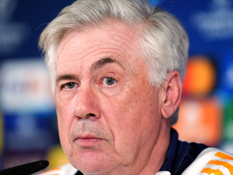Carlo Ancelotti, en rueda de prensa con el Real Madrid