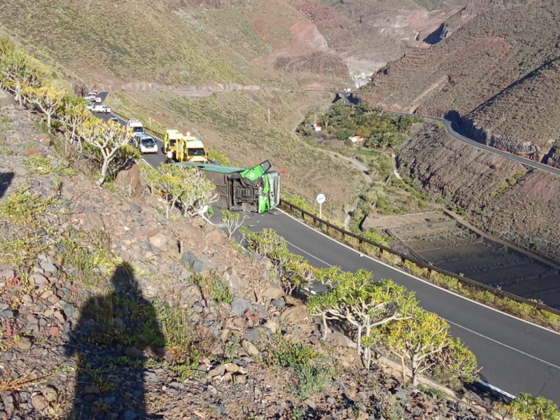 La guagua accidentada en La Gomera