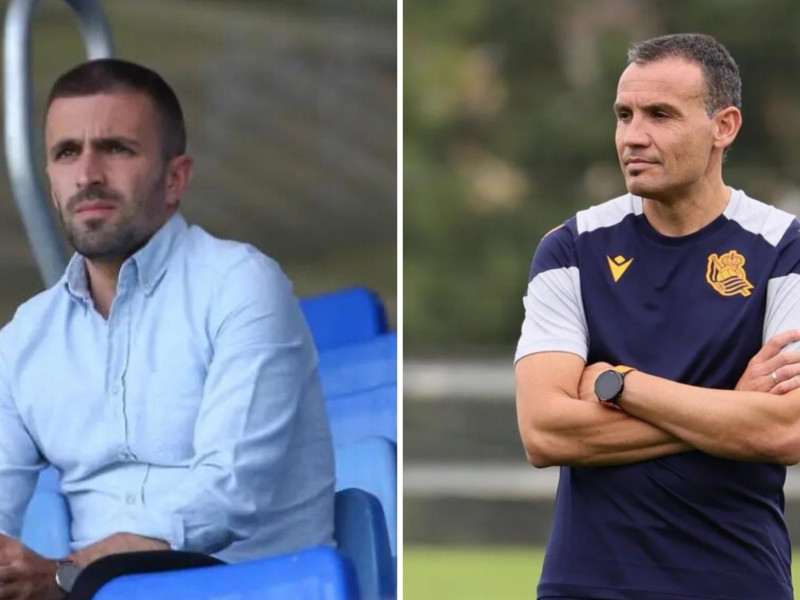 Erik Bretos (director deportivo) y Sergio Francisco (entrenador de la Real Sociedad) para la 2025/26