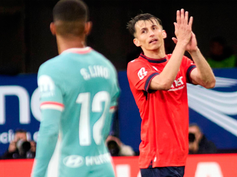 Ante Budimir, en un momento del partido entre Osasuna y Atlético de Madrid