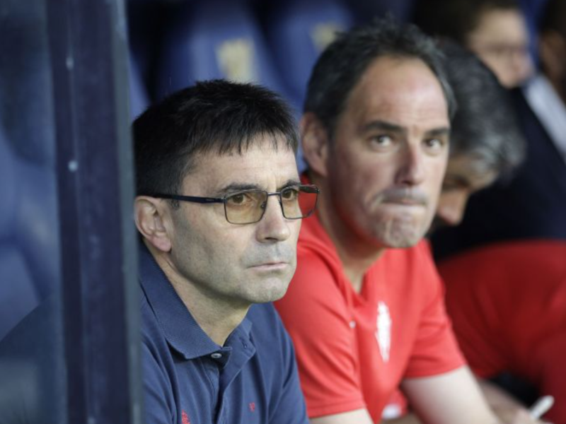 Asier Garitano, en el banquillo de La Rosaleda
