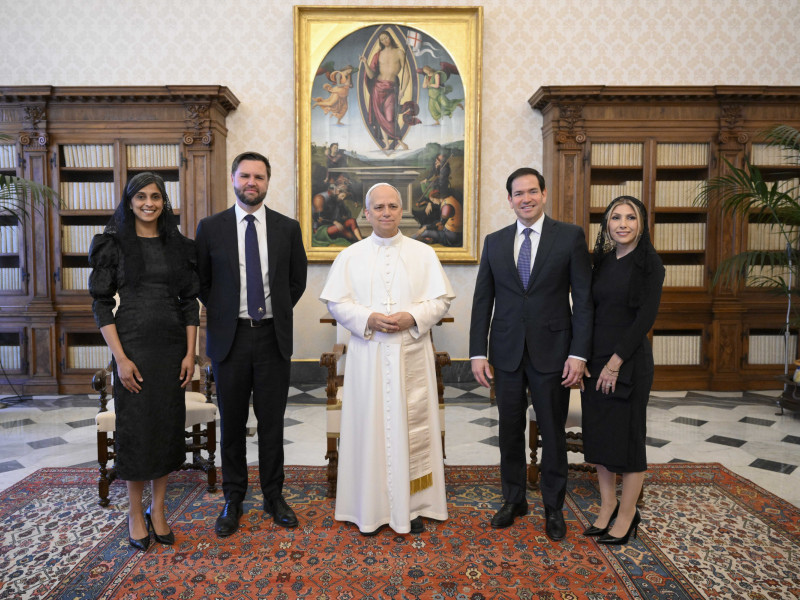 El papa León XIV, durante la reunión que mantuvo con el vicepresidente de Estados Unidos, JD Vance