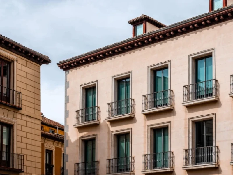 Edificios residenciales tradicionales antiguos en el centro de Madrid