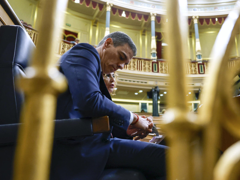 El presidente del Gobierno, Pedro Sánchez, a su llegada a la sesión de control al Ejecutivo