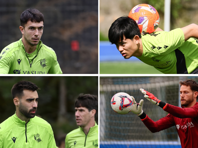 Zubimendi, Kubo, Brais y Remiro entrenándose en Zubieta