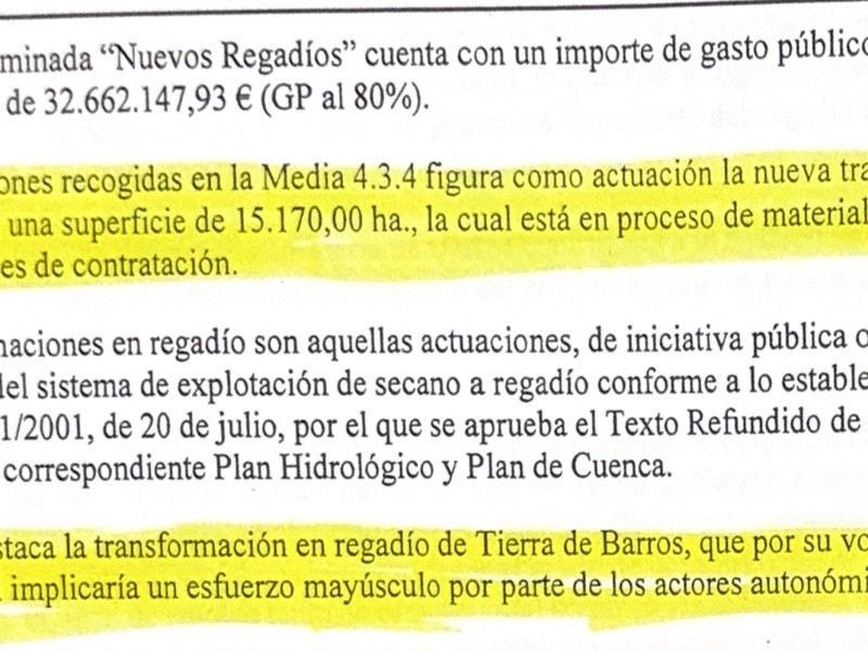 Versión 7.0 del PDR, que contiene el regadío de Barros