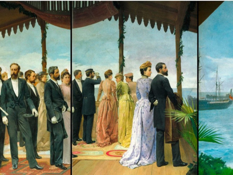 Cuadro de la visita de Alfonso XII a Comillas