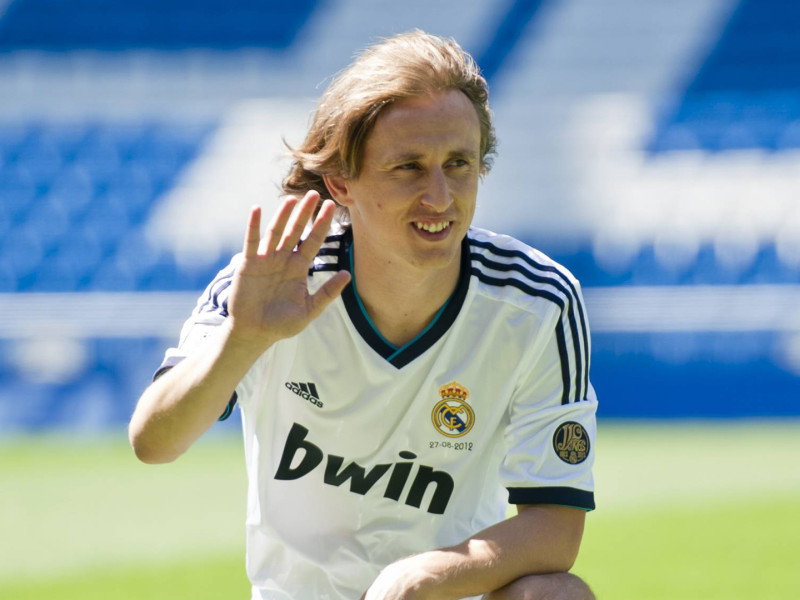Luka Modric en su presentación con el Real Madrid