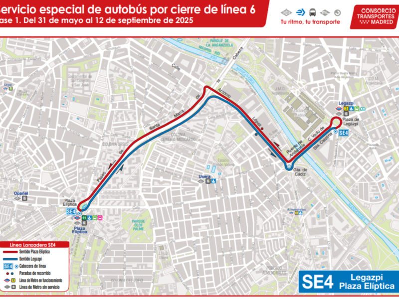 SE4: lanzadera entre las estaciones de Plaza Elíptica y Legazpi