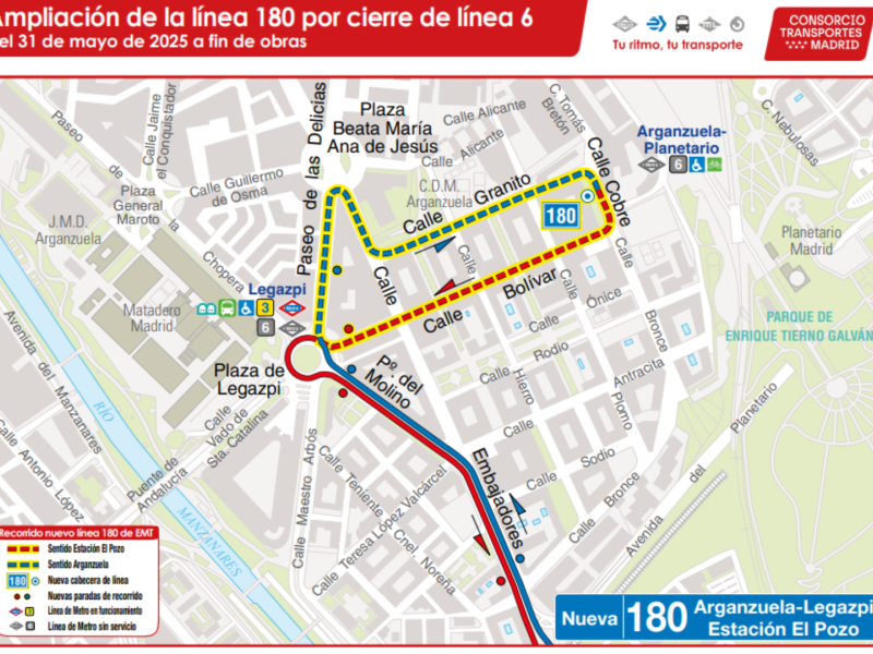 Ampliación de recorrido y horario de la línea 180