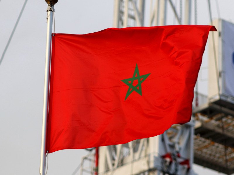 Bandera de Marruecos en una demostración militar