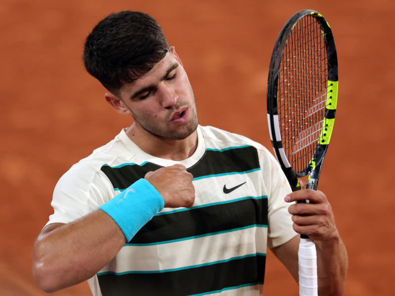 Carlos Alcaraz, durante el encuentro ante Dzumhur