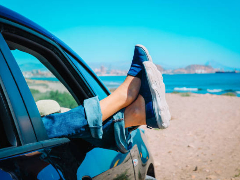 travel by car on beach concept, vacation at sea, relax on coas