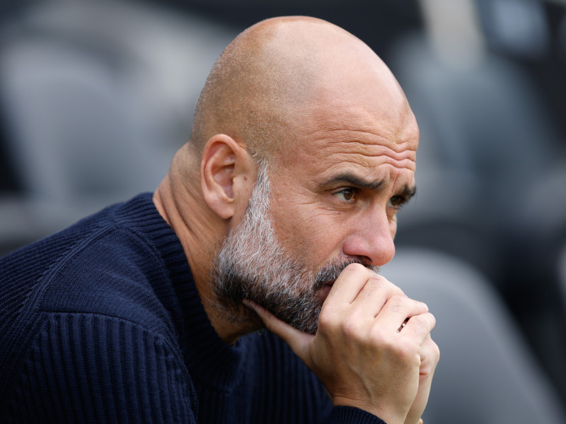 Pep Guardiola, durante un encuentro con el City