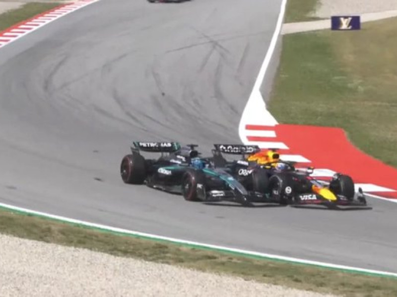 Acción polémica entre Verstappen y Russel, en el Gran Premio de España