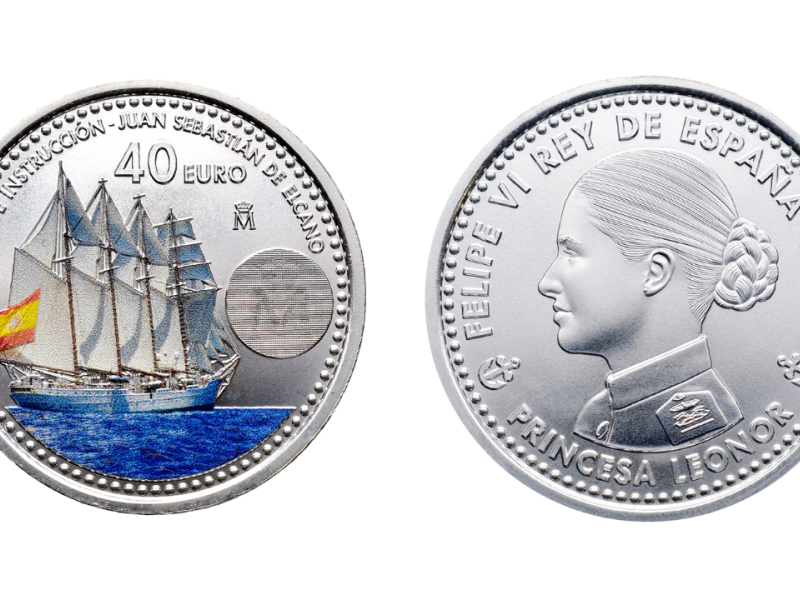 Moneda 'Crucero de Instrucción-Juan Sebastián de Elcano', que conmemora la presencia de la Princesa Leonor en el buque-escuela
