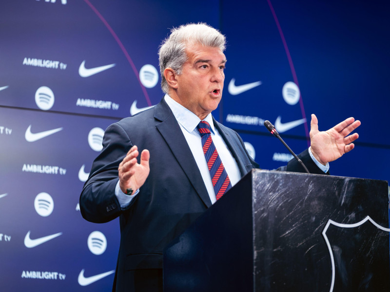 Joan Laporta en una rueda de prensa