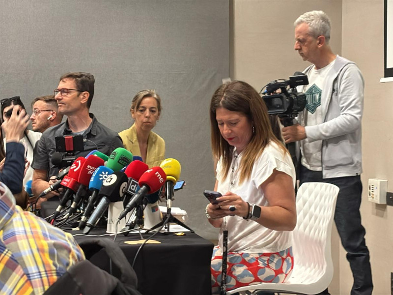 Leire Díez, minutos antes de su rueda de prensa