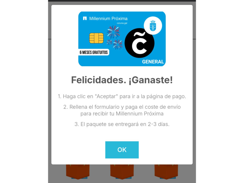 Uno de los mensajes que aparecen después de completar las primeras preguntas