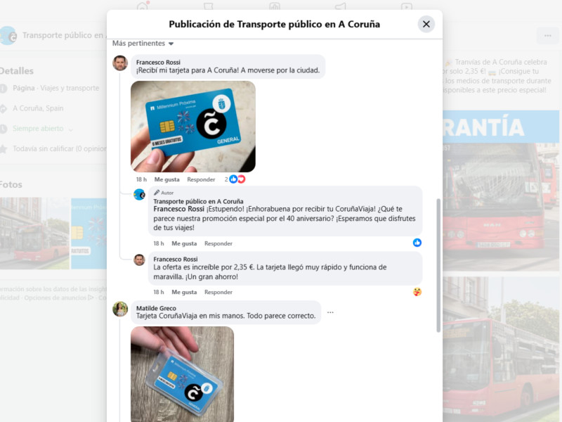 Comentarios de personas que no existen en la publicación de la falsa tarjeta Millennium