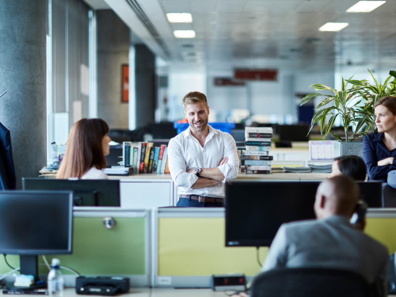 Trabajadores en una empresa