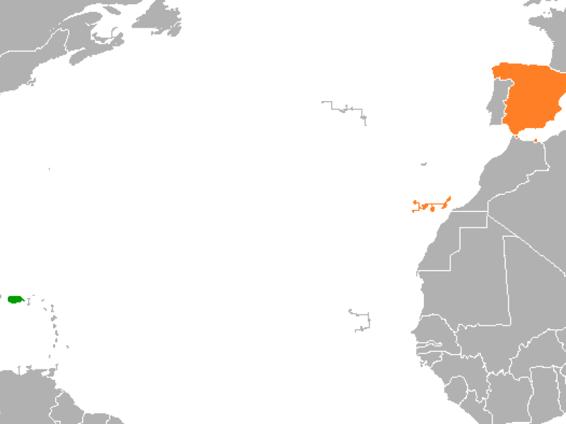El Oceáno Atlántico separa a España de Puerto Rico