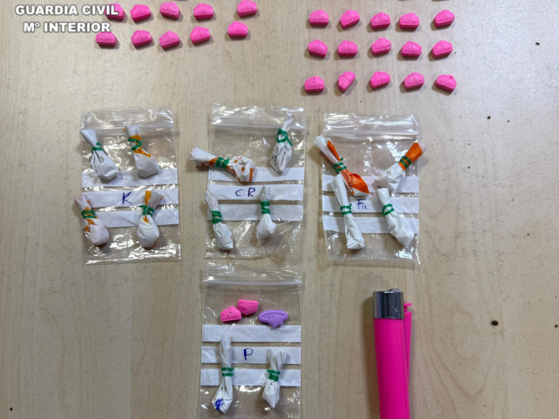 Drogas incautadas por la Guardia Civil destinadas a venderse en una discoteca de Castellón