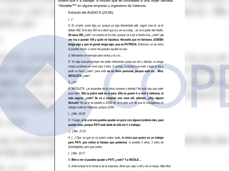 El extracto del informe de la UCO