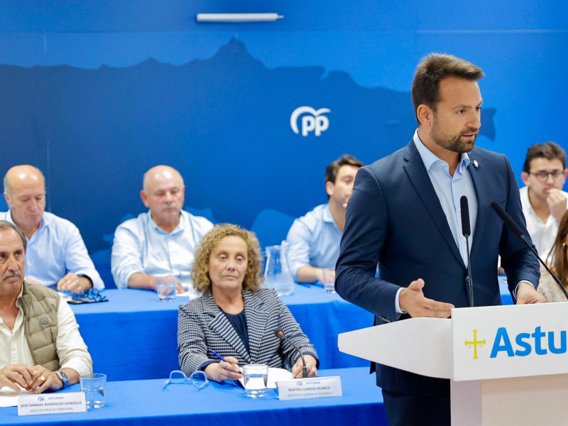 Álvaro Queipo durante la junta directiva del PP de Asturias