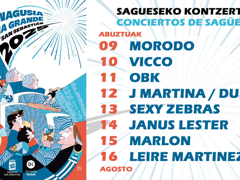 Cartel de conciertos de Sagüés en la Semana Grande de San Sebastián