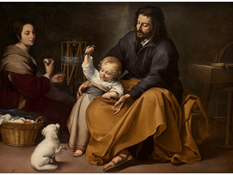 Cuadro de Murillo que representa la Sagrada Familia con un perro