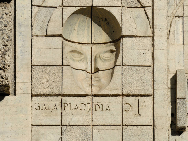 CW4B2E CW4B2E Barcelona, Spain. Placa de Sant Miquel - modern 'reverse' relief "Gala Placidia"