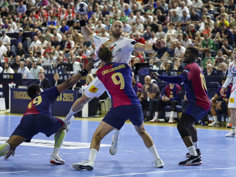 Imagen del partido entre el Magdeburgo y el Barça