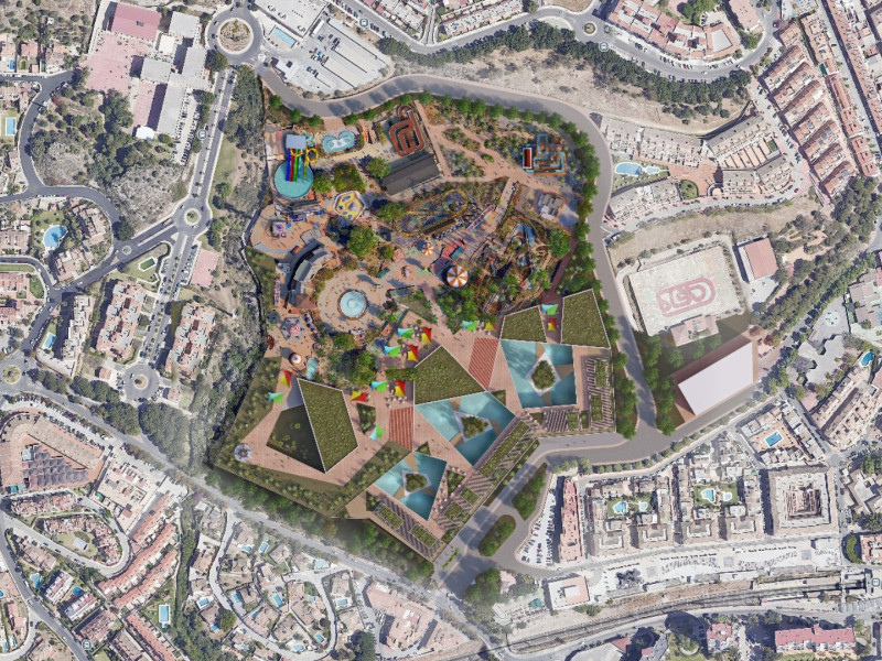 Vísta aerea del nuevo parque de atracciones