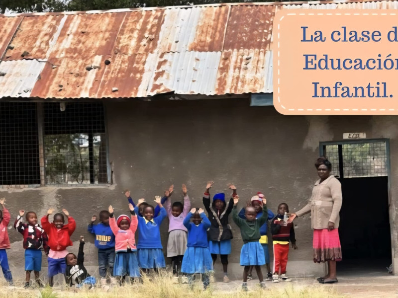 Clase de Educación Infantil en el orfanato Mbiuni