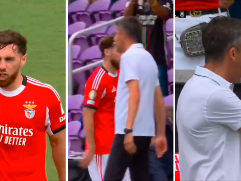 Tremendo encontronazo entre el turco Kökçü y su entrenador Bruno Lage.