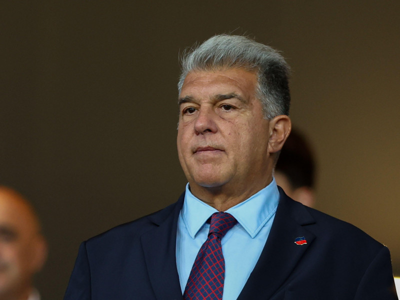 Joan Laporta del FC Barcelona visto durante el partido de la UEFA Champions League 2024/2025 entre el FC Barcelona y el Inter en el Estadio Olímpico
