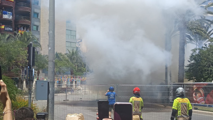 Imagen de la mascletà del 22 de junio lanzada por pirotecnia Mediterráneo de Vilamarxant.
