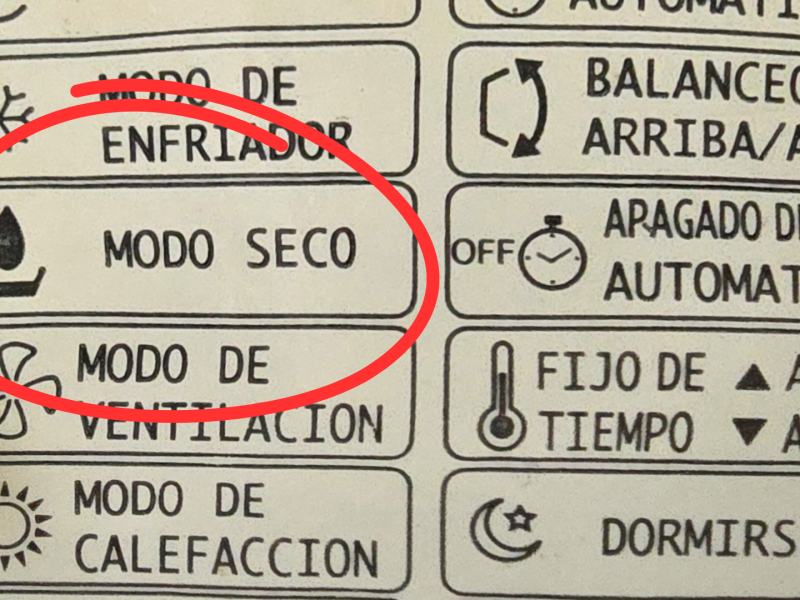 El Modo Seco suele tener el icono de una gota