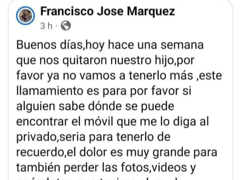 Mensaje del padre de Daniel, asesinado en Isla Mayor