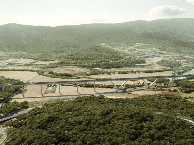Infografía del viaducto sobre las carreteras N-1 y SC-BU-7 y el Arroyo de La Llosa