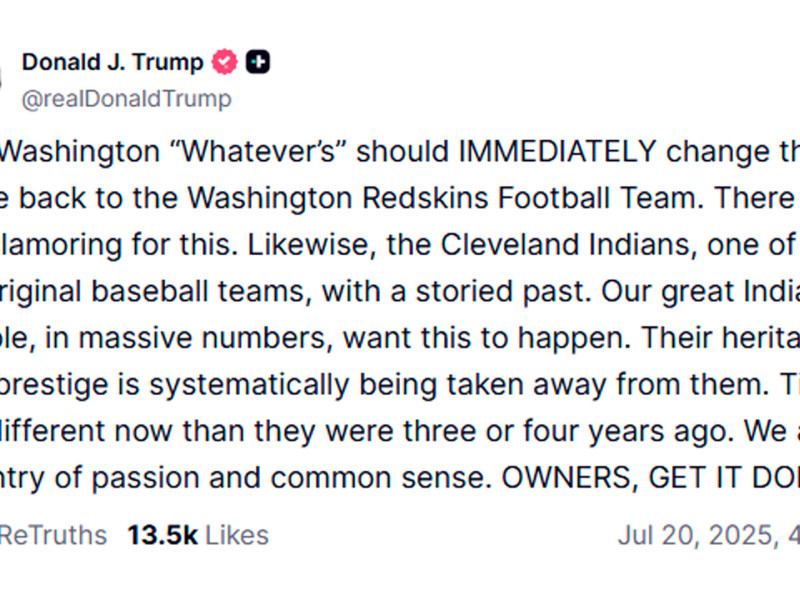 Mensaje de Donald Trump en la red social Truth